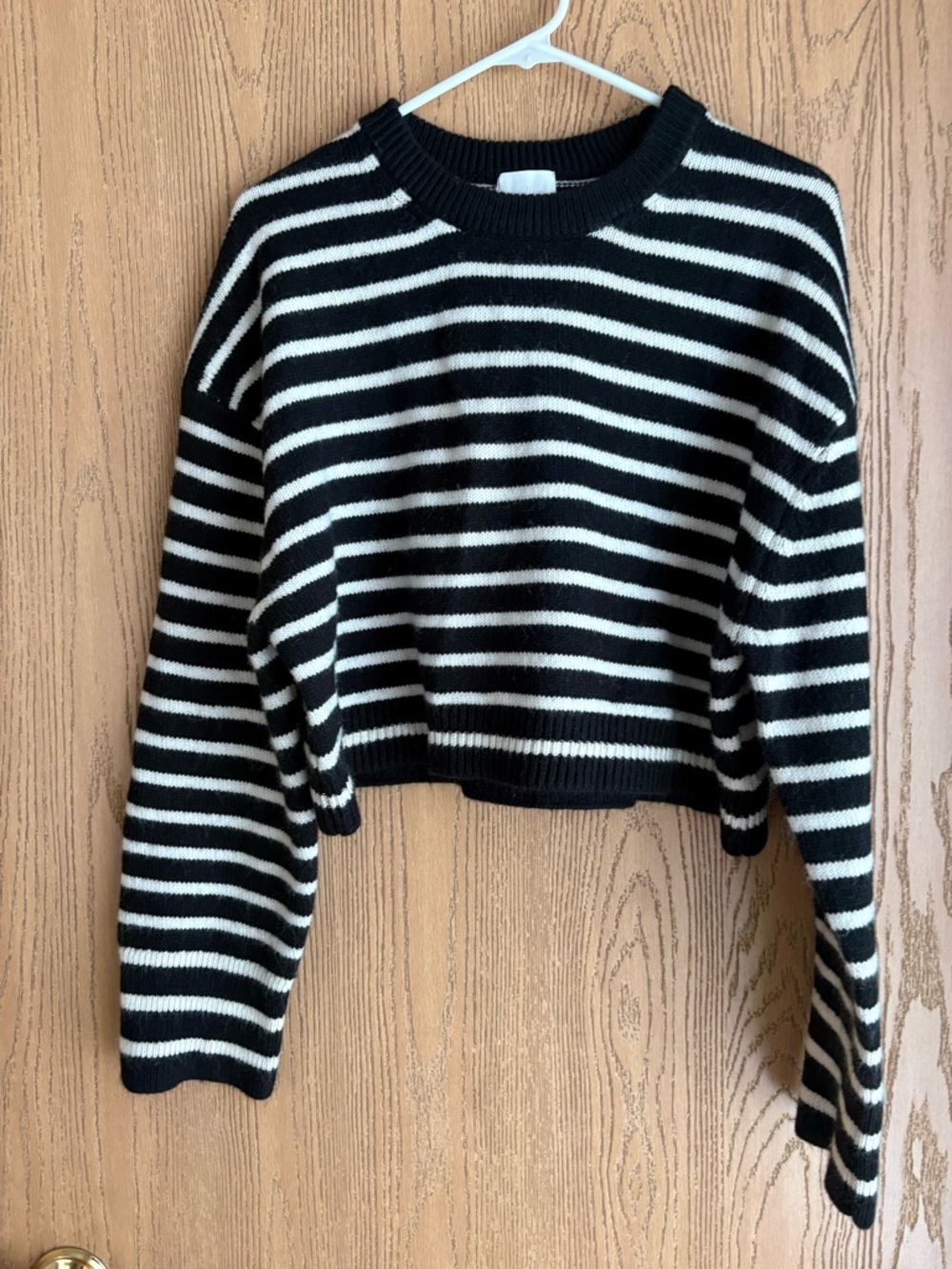 H&M Black and White Striped Crewneck Sweater